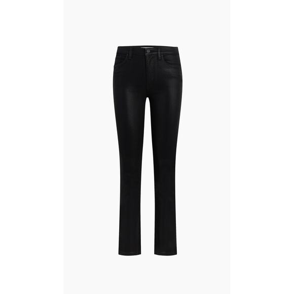 Hudson Women Barbara Black Coated Jeans High Rise Straight Leg Ankle 32 - Picture 3 of 9